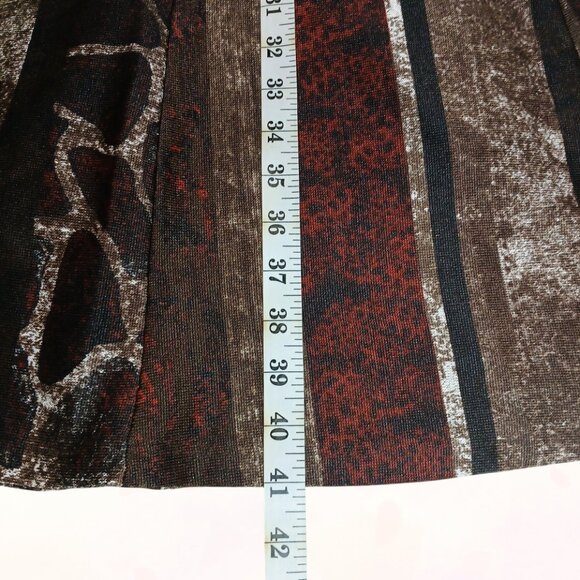 ROBBIE BEE Cowl Neck A-Line Multicolor Lined 3/4 Sleeve Stretch Midi Dress Sz L - Picture 12 of 12